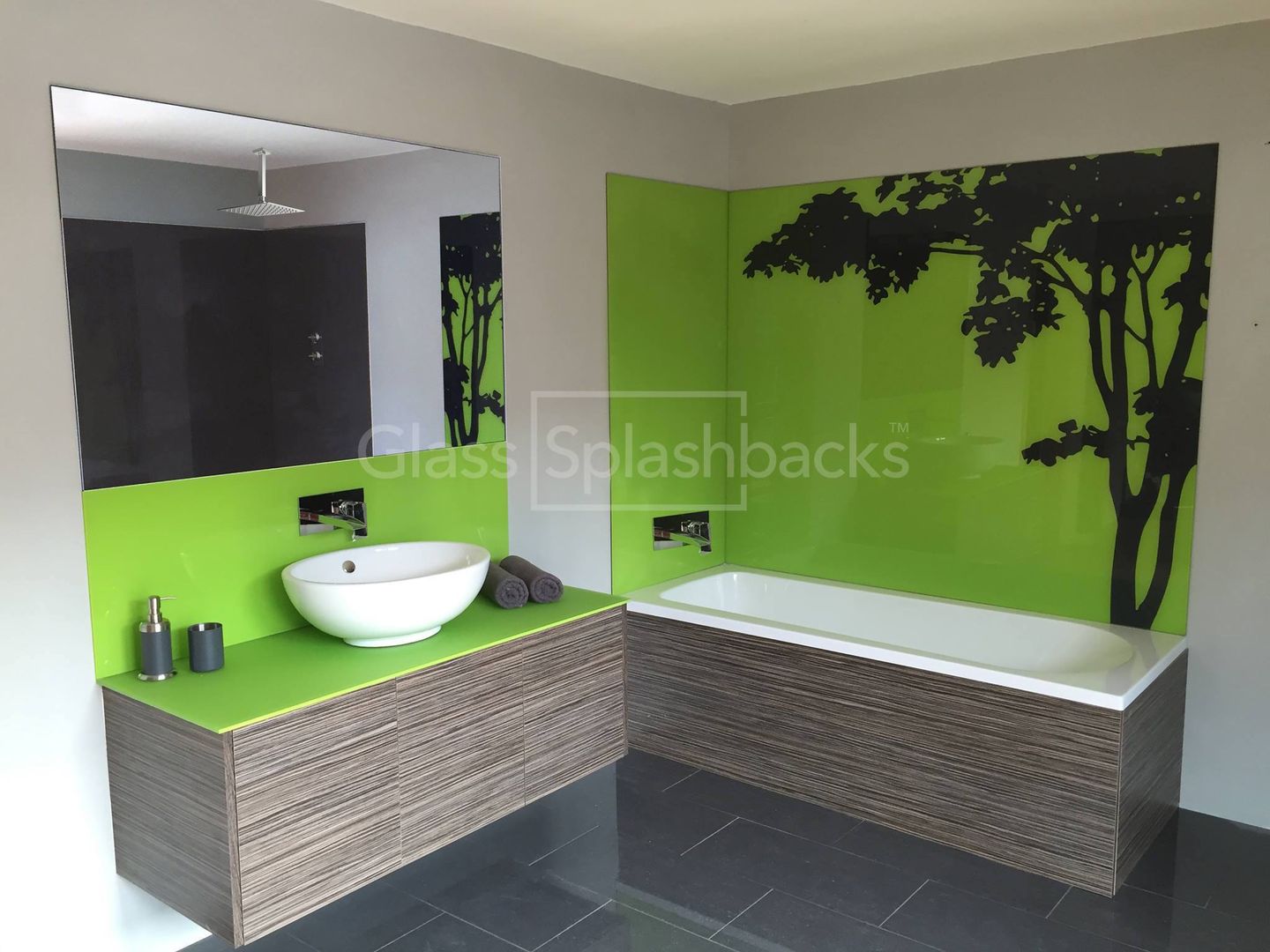 Green Boutique Hotel Style Bathroom DIYSPLASHBACKS Eclectic style bathroom