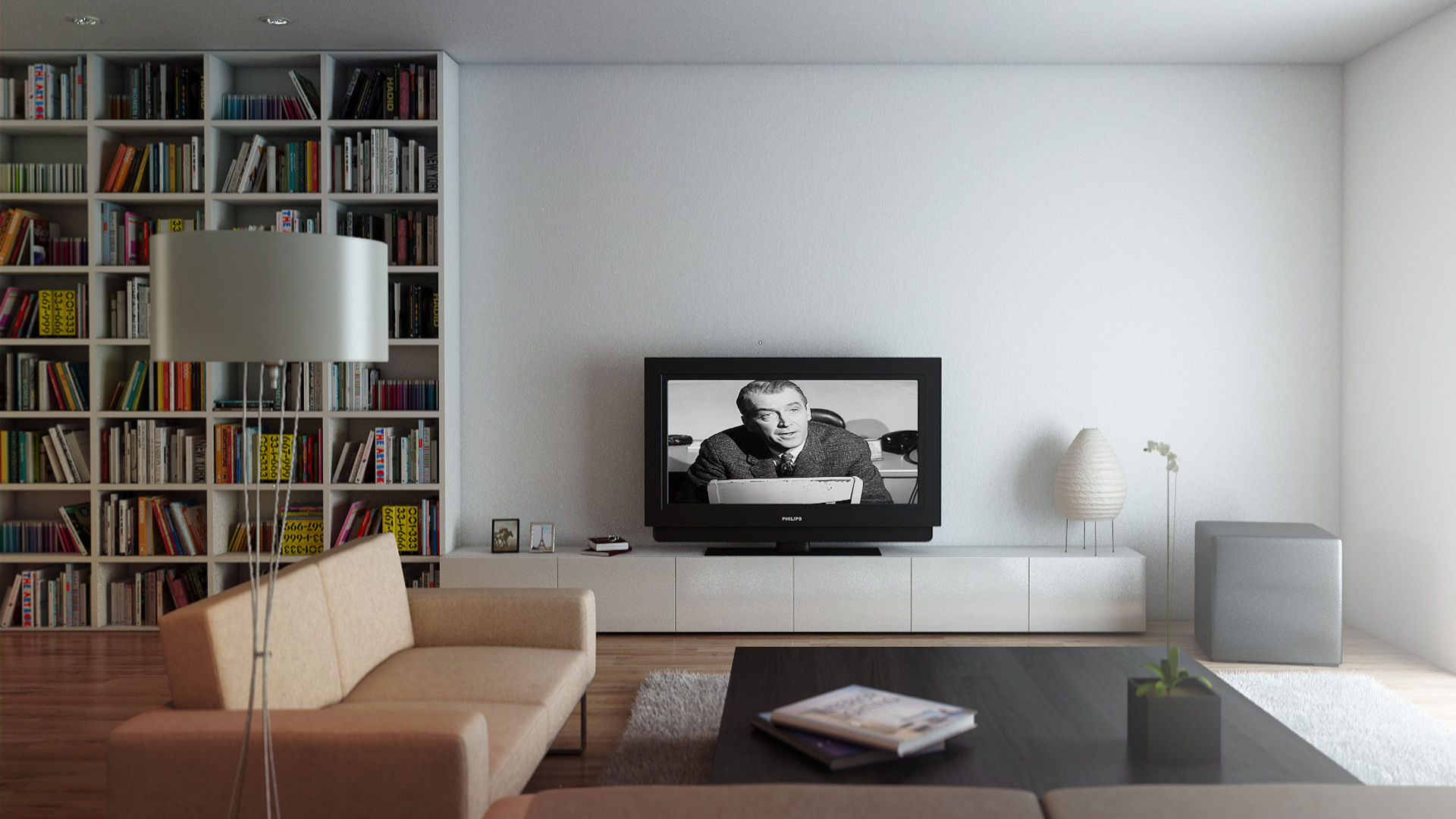 Studio di arredo per una abitazione privata - render, amorosodesign amorosodesign Modern living room
