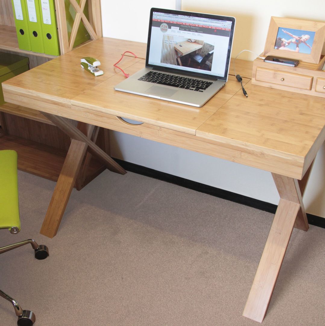 Cable-Tidy Home Office Desk Finoak LTD Nowoczesne domowe biuro i gabinet Biurka