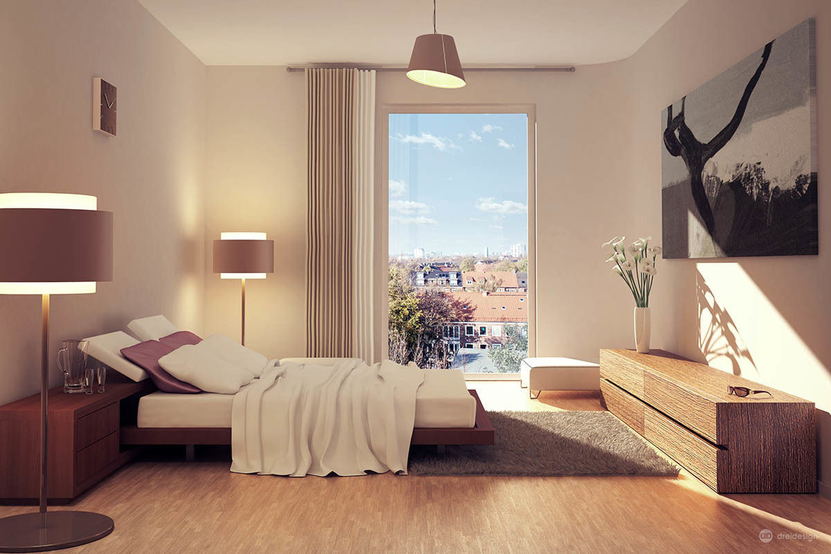 Ausblick Eilbek - Ein Passivhaus für höchste Ansprüche, dreidesign dreidesign Modern style bedroom