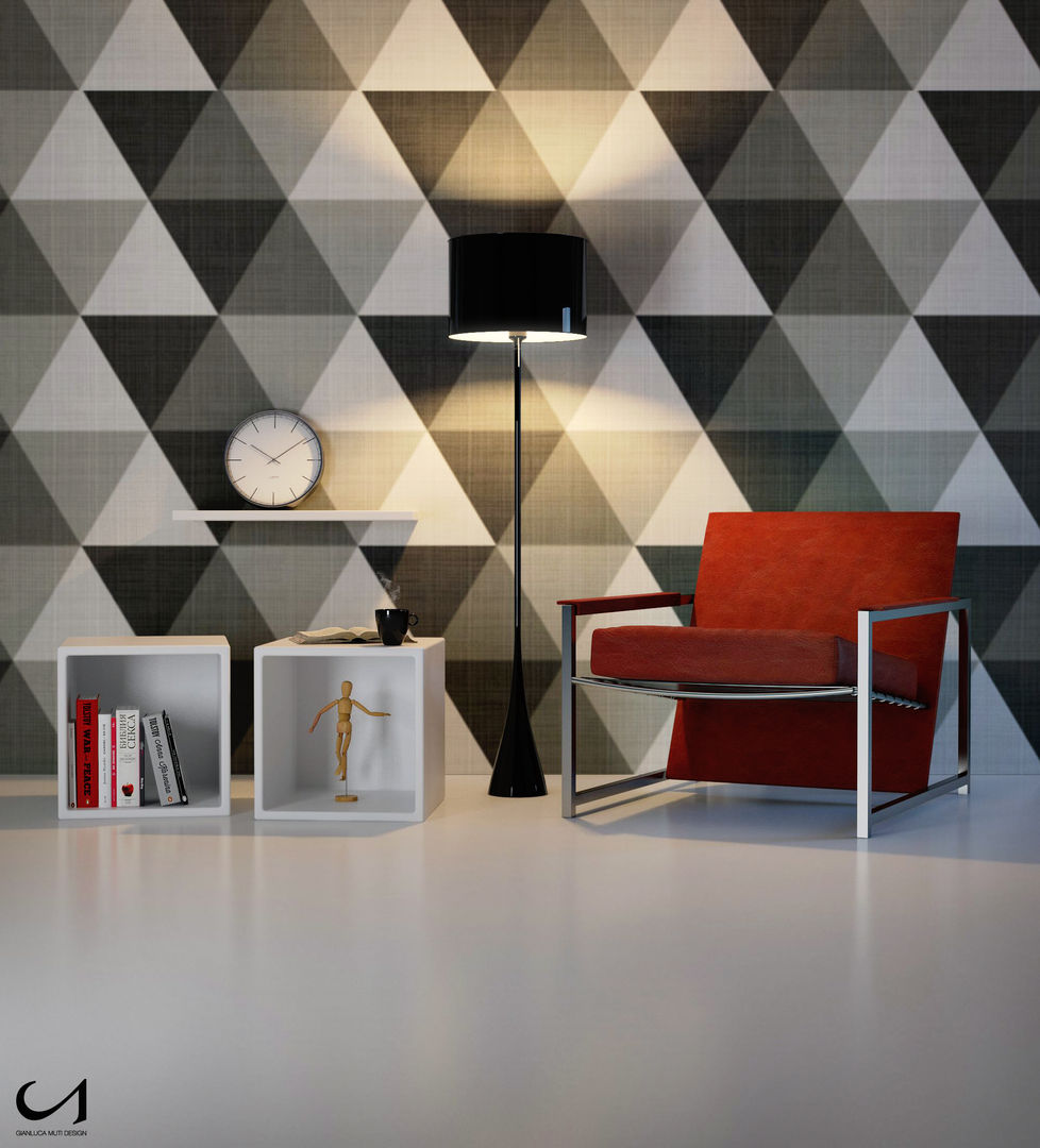 Geometric Spaces, Gianluca Muti Interior & 3D Designer Gianluca Muti Interior & 3D Designer غرفة المعيشة ديكورات واكسسوارات