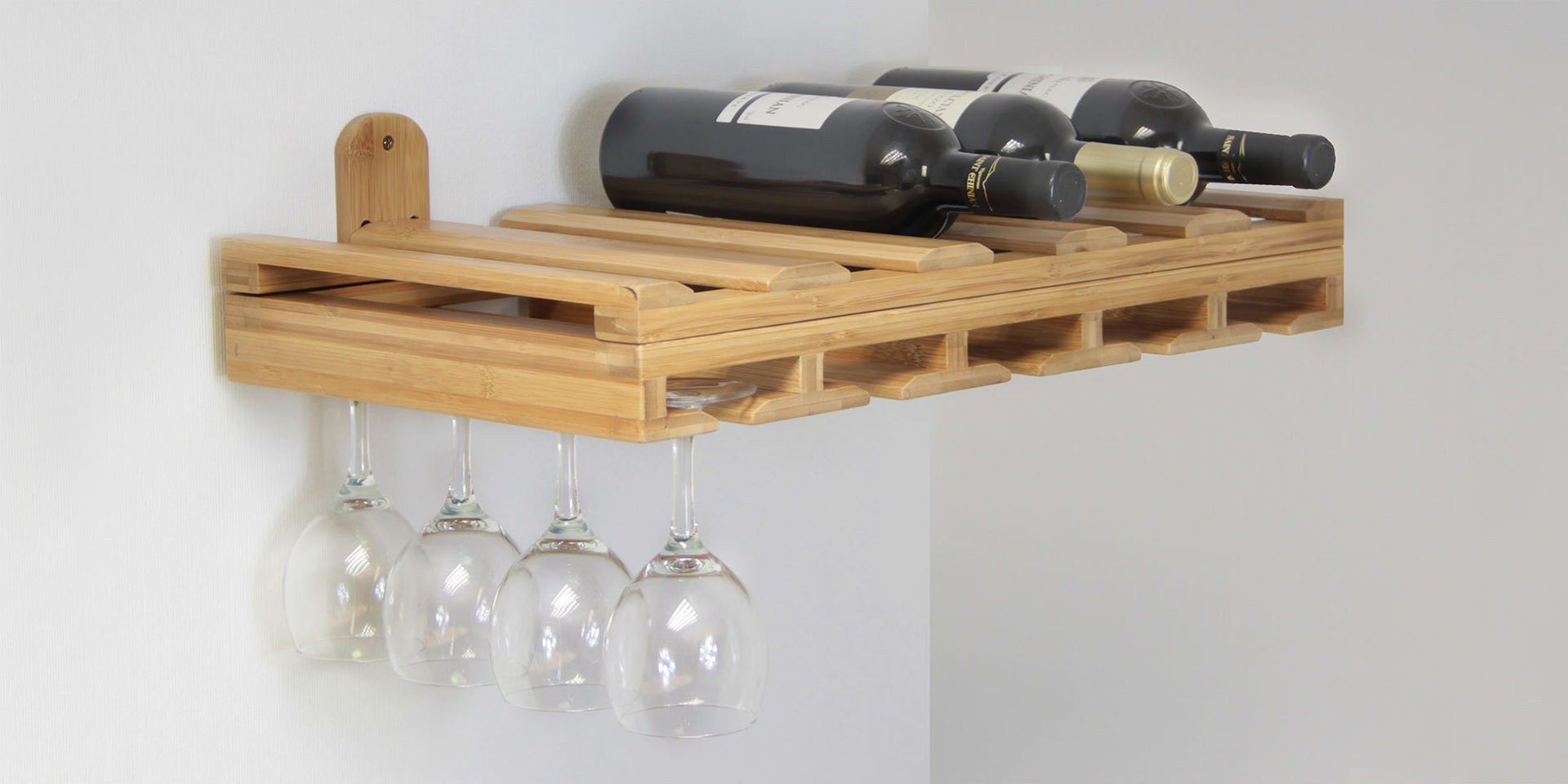 Hanging Glass Rack and Wine Bottles Holder Finoak LTD مطبخ مخزن