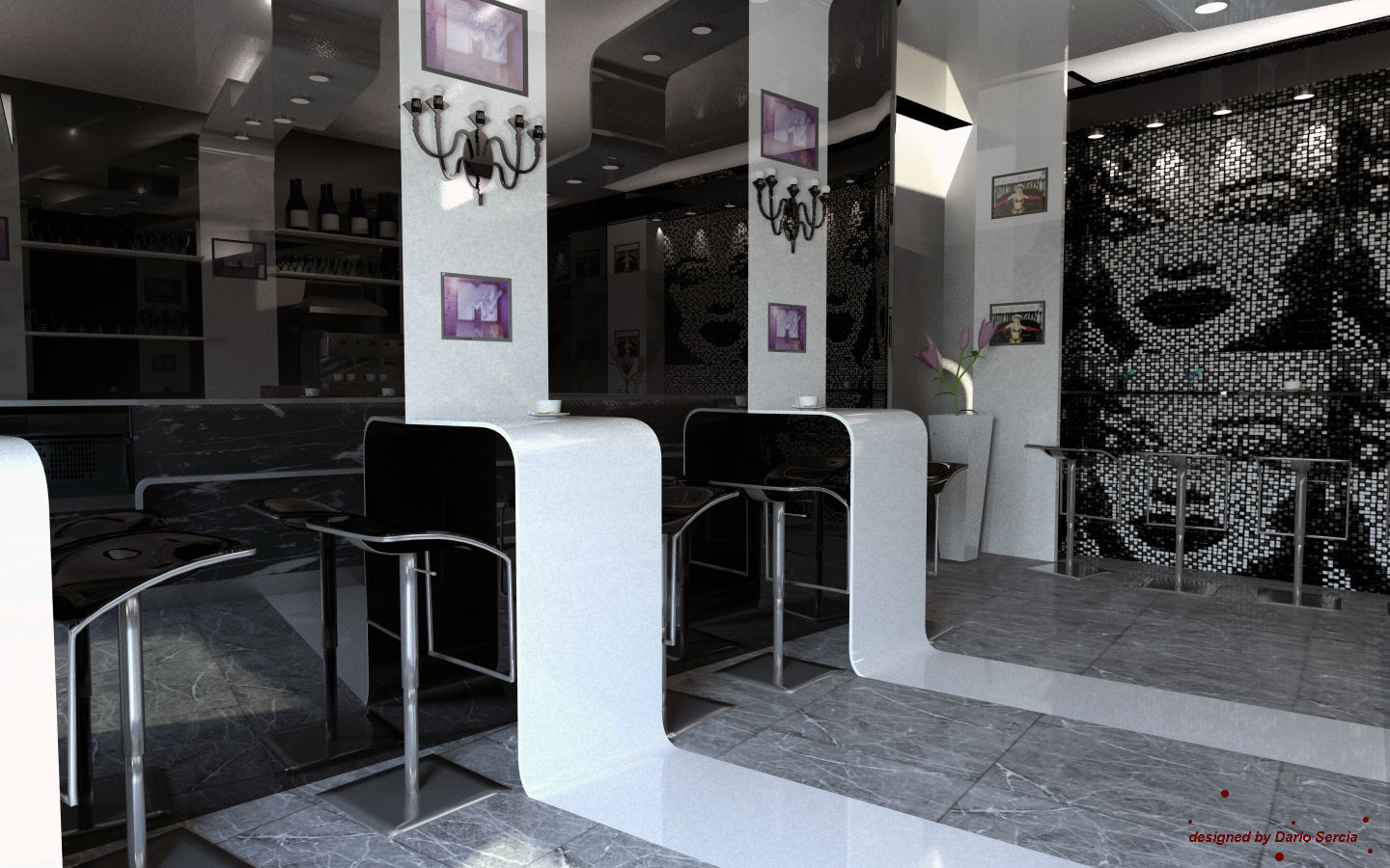 Progetto di un bar in Corian, Dadesign Interior Designer Dadesign Interior Designer 상업공간 바 & 카페