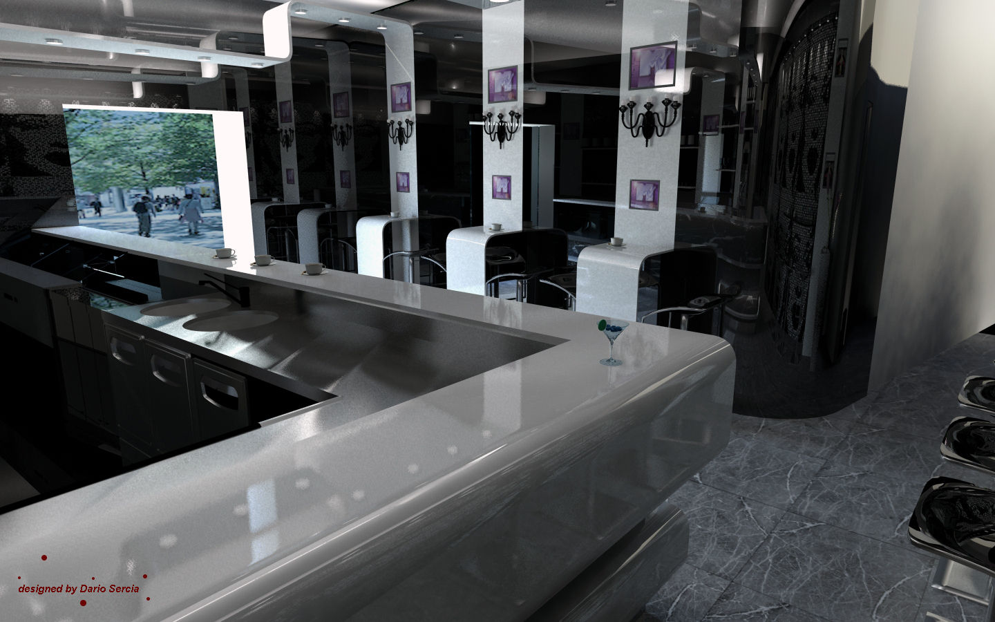 Progetto di un bar in Corian, Dadesign Interior Designer Dadesign Interior Designer พื้นที่เชิงพาณิชย์ บาร์และคลับ