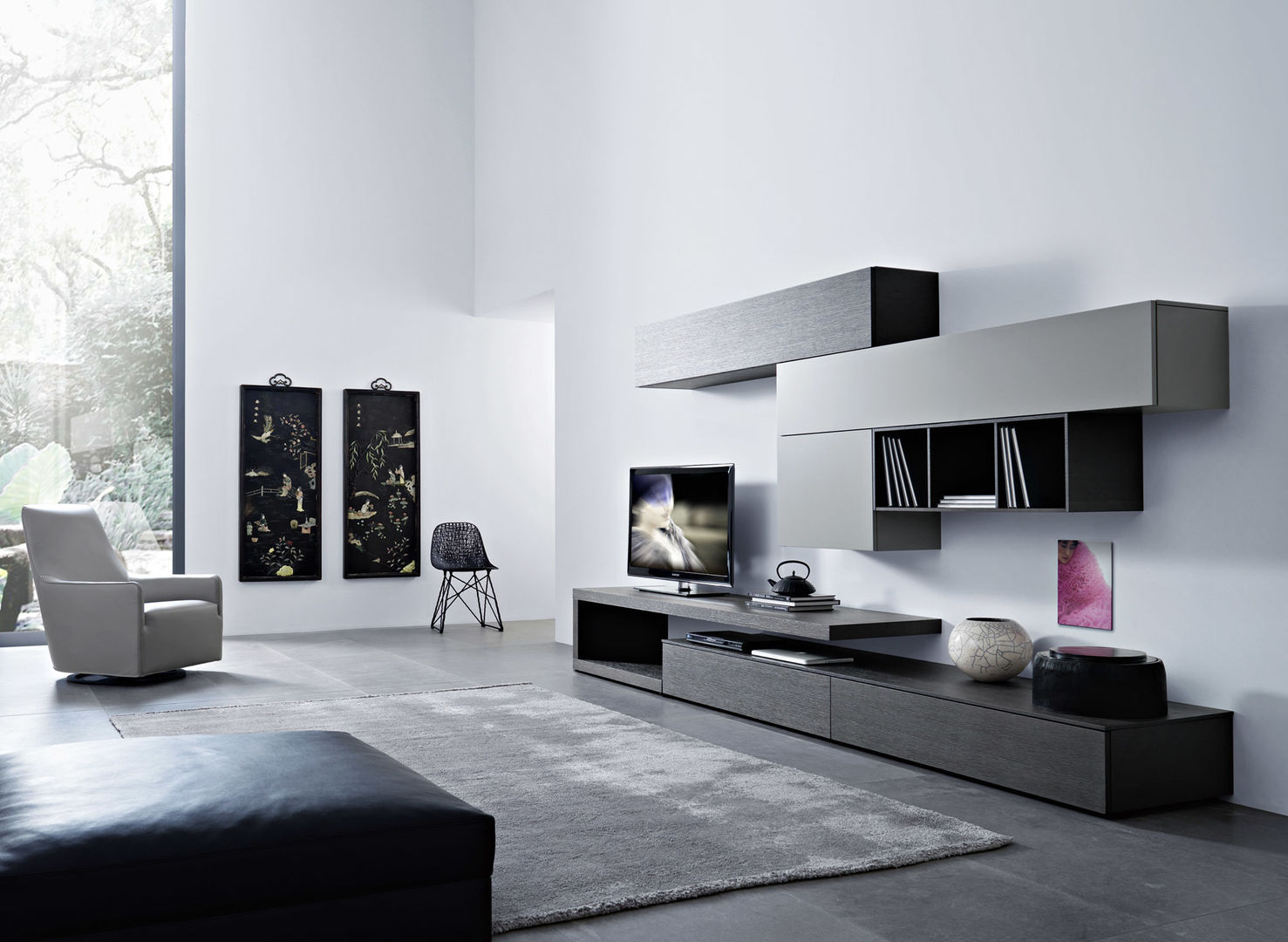 Lampo Wohnwand San Giacomo homify Minimalistische Wohnzimmer TV- und Mediamöbel