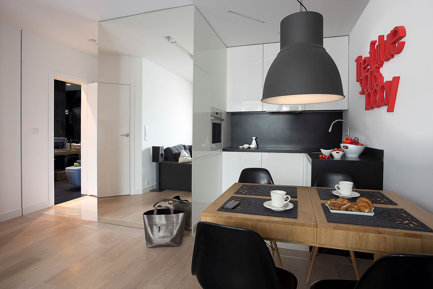 Minimalistyczny Apartament 43m2 Warszawa, The Vibe The Vibe 미니멀리스트 주방