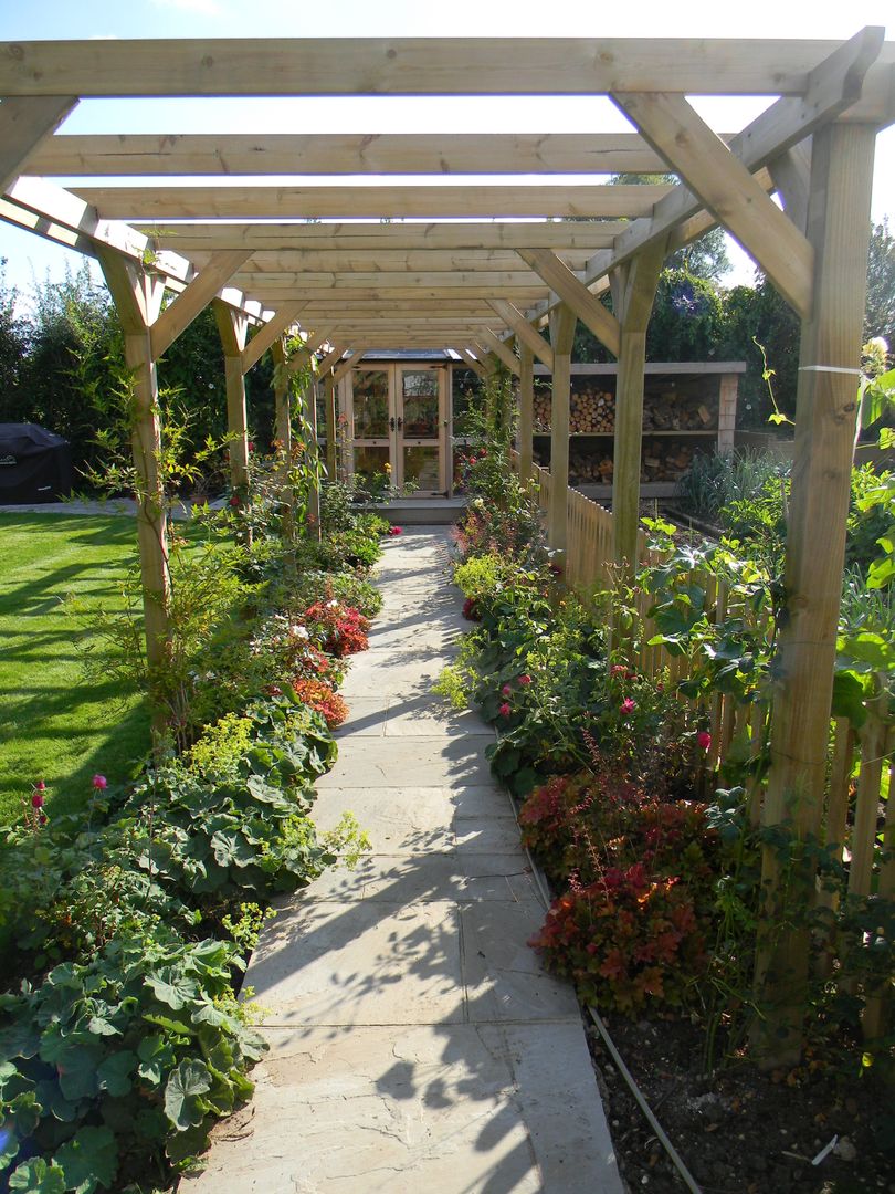 Softwood pergola. Westacott Gardens