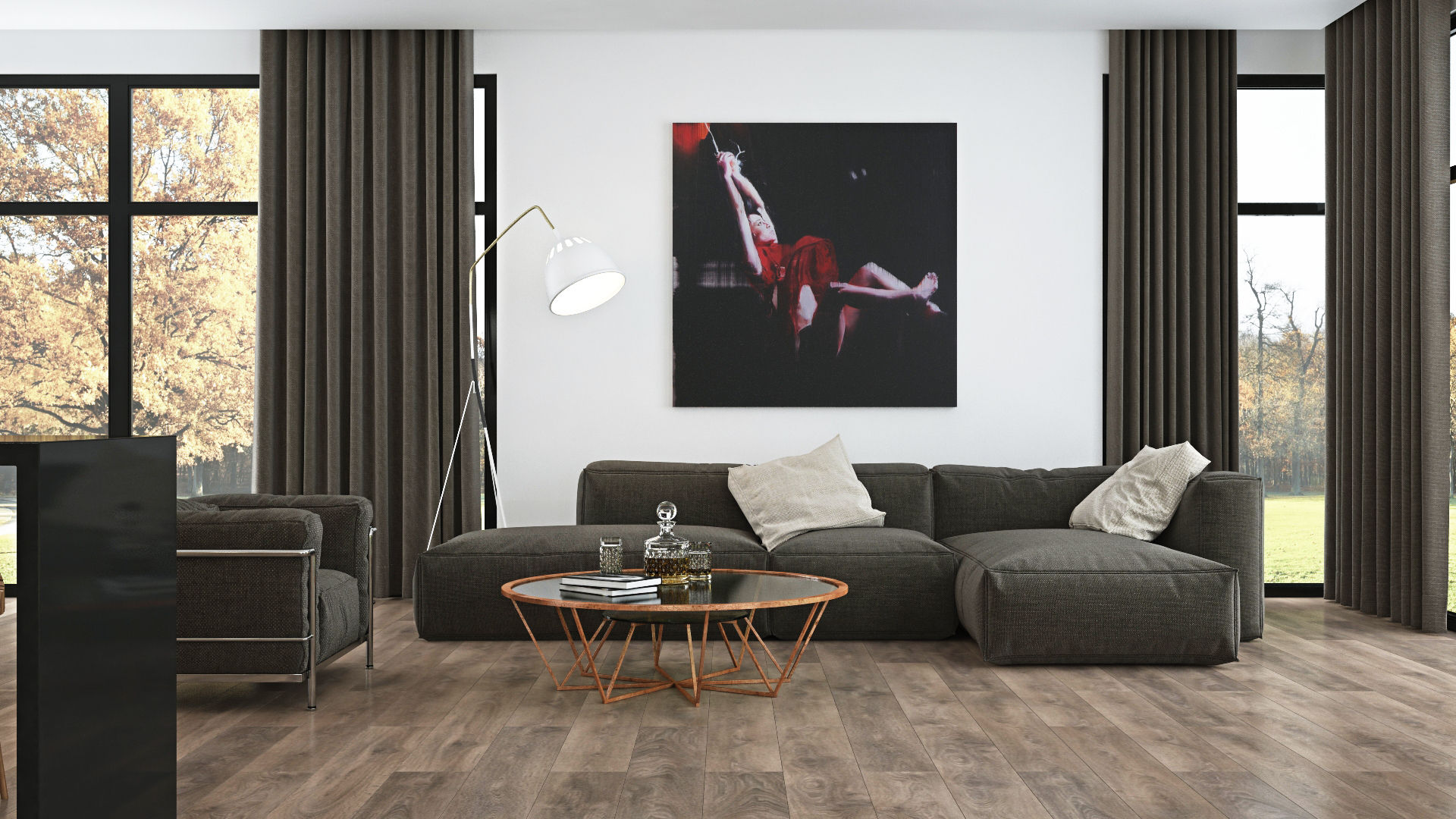 Black American Walnut & Open Plan Living by The Wood Galleries The Wood Galleries Soggiorno minimalista