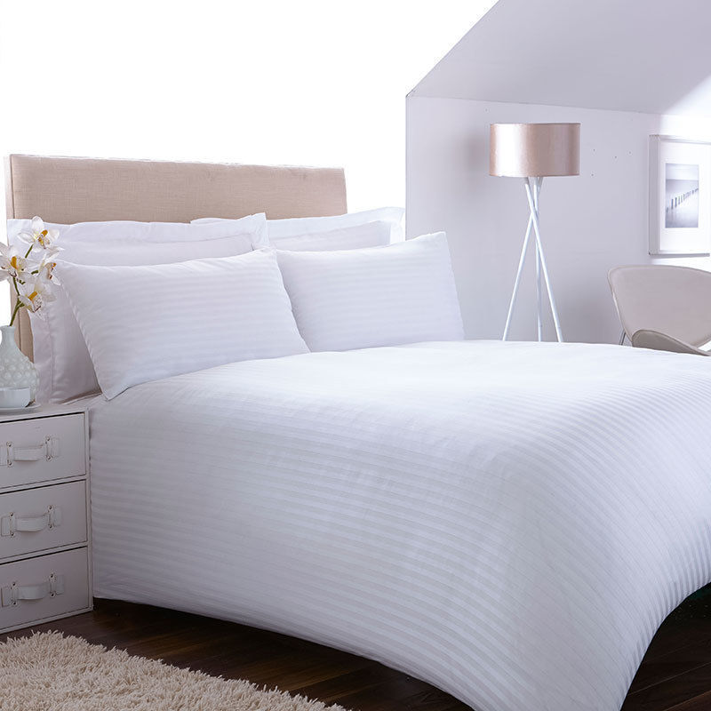 Charlotte Thomas "Satin Stripe" Bed Set in White We Love Linen Modern style bedroom Textiles