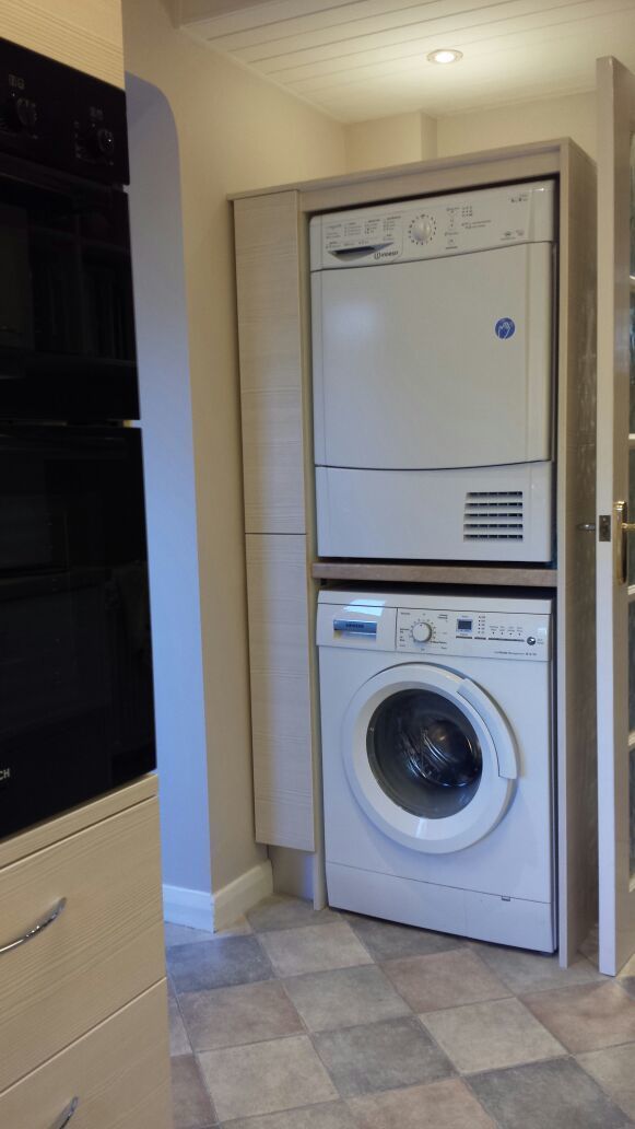 Stacking tumble dryer on washing machine The Kitchen Makeover Shop Ltd