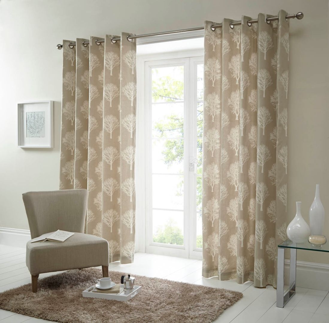 Woodland Trees Ring Top Ready Made Curtains Century Mills Ruang Keluarga Modern Accessories & decoration