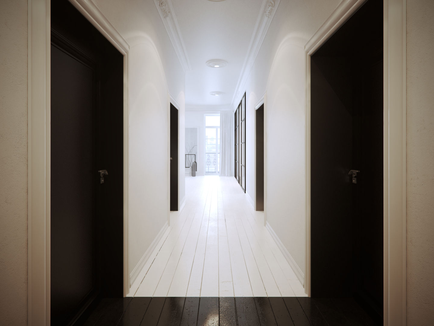 Mono Apartment, OFD architects OFD architects Minimalist corridor, hallway & stairs