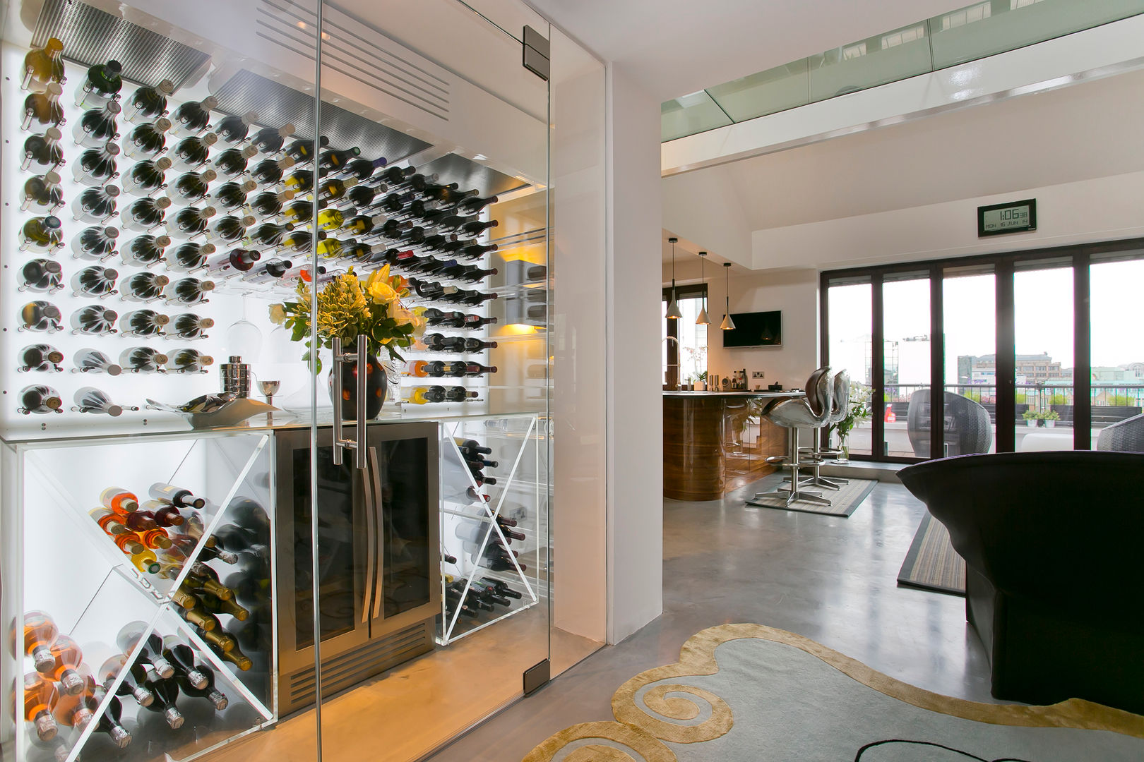 Hallway Temza design and build Modern wine cellar Wine cellar
