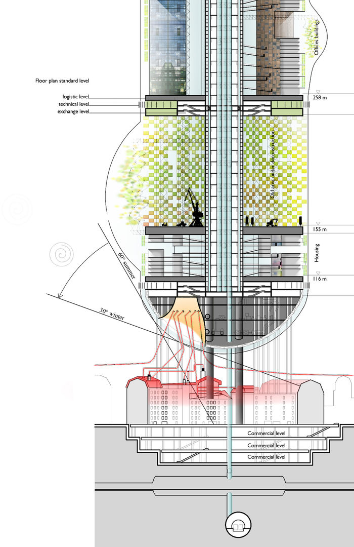 Vertical urban biotope, XLGD architectures XLGD architectures Bedrijfsruimten Evenementenlocaties