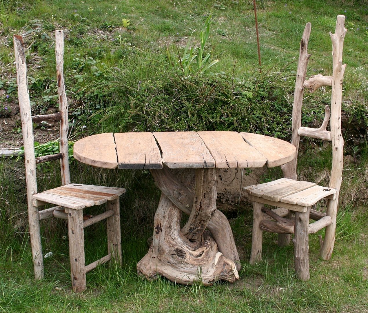 Driftwood Dining Julia's Driftwood Jardines rústicos Mobiliario