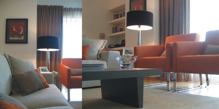 Apartamento c/ 2 quartos - Laranjeiras, Lisboa, Traço Magenta - Design de Interiores Traço Magenta - Design de Interiores Nowoczesny salon