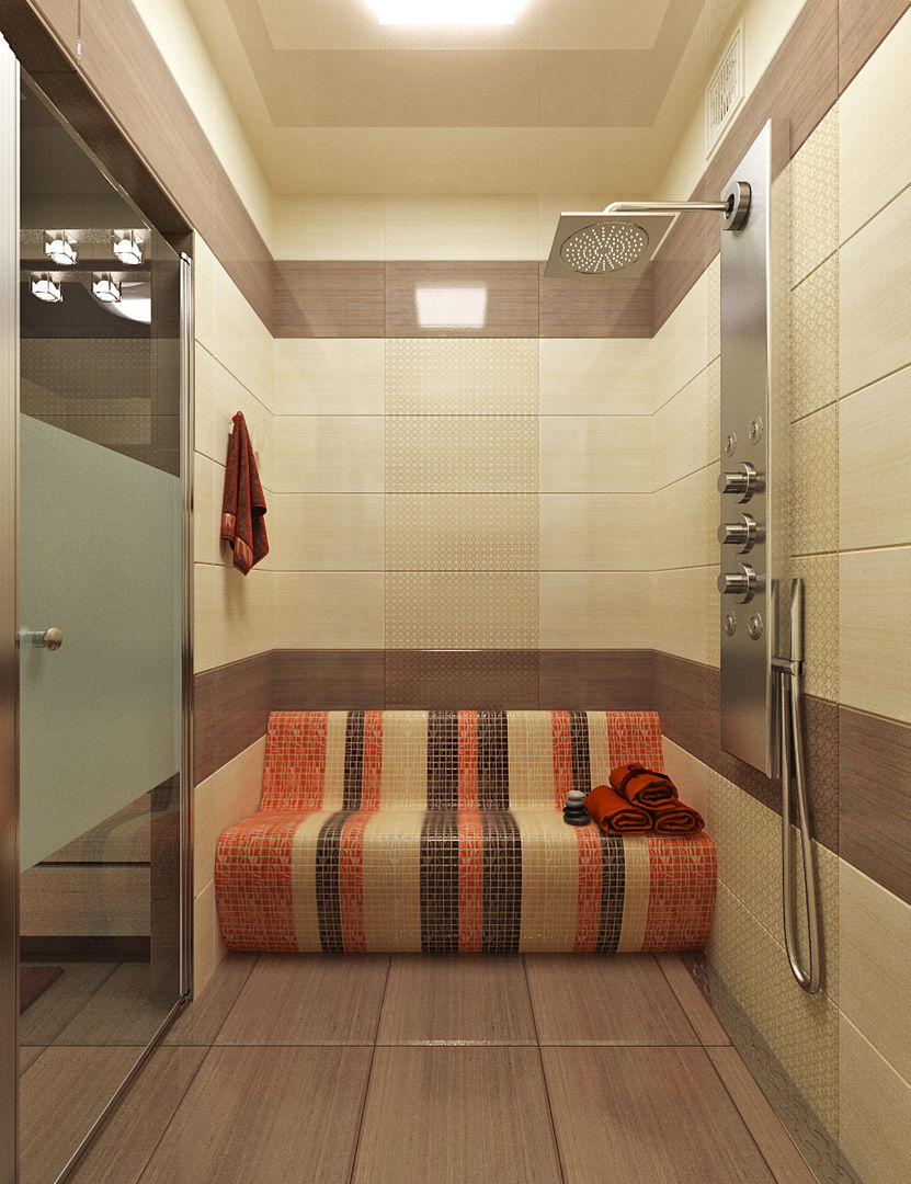 Яркая ванная комната с хамамом, Студия дизайна ROMANIUK DESIGN Студия дизайна ROMANIUK DESIGN Nowoczesna łazienka