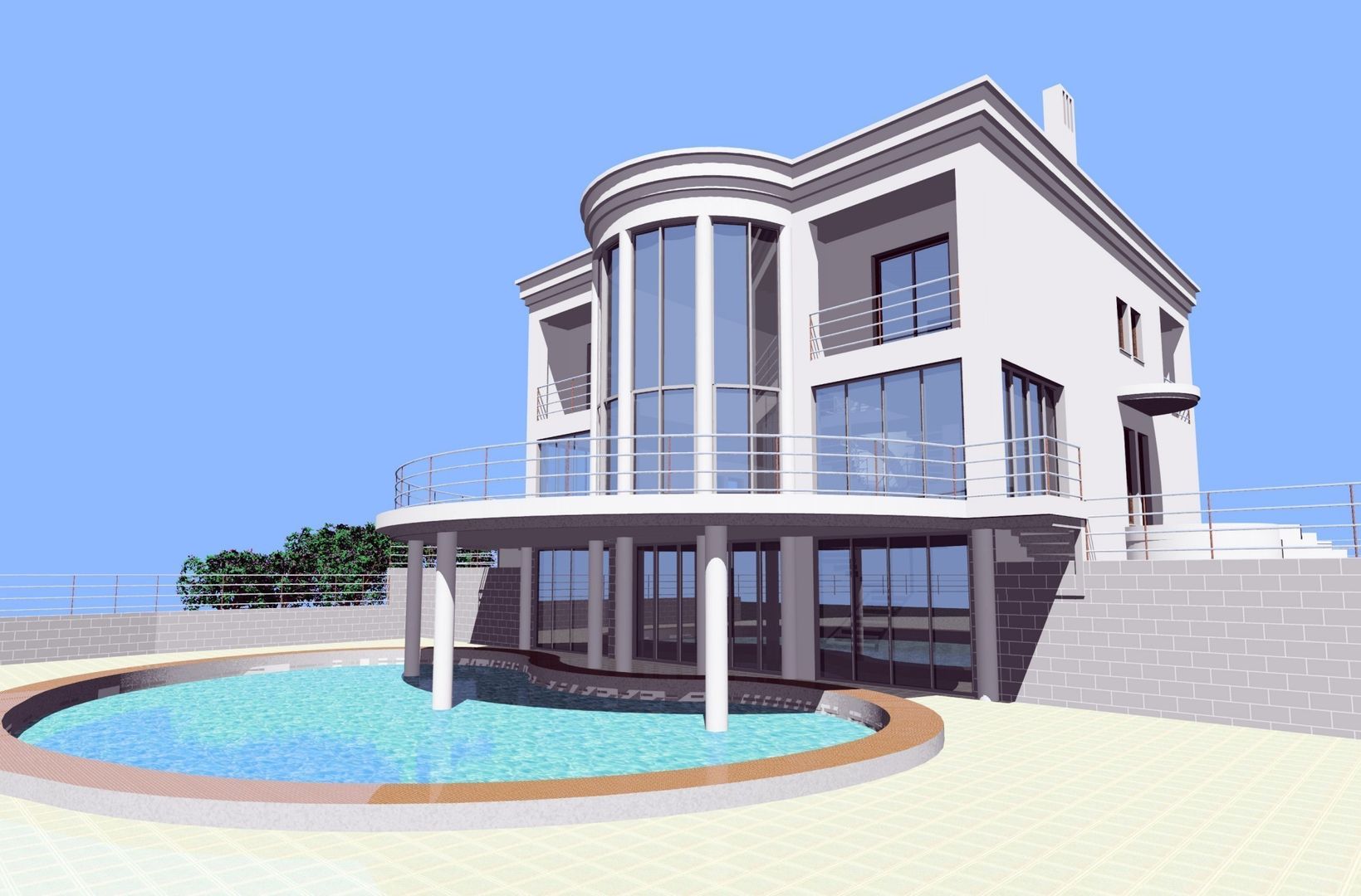 vista della facciata principale con affaccio sulla piscina Studio Tecnico Atorino Case moderne
