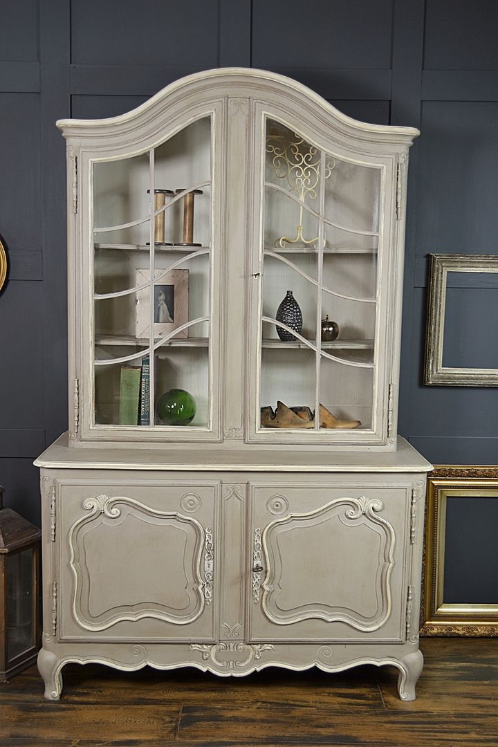 French Glass Display Cabinet with Cupboard , The Treasure Trove Shabby Chic & Vintage Furniture The Treasure Trove Shabby Chic & Vintage Furniture 客廳 電視櫃
