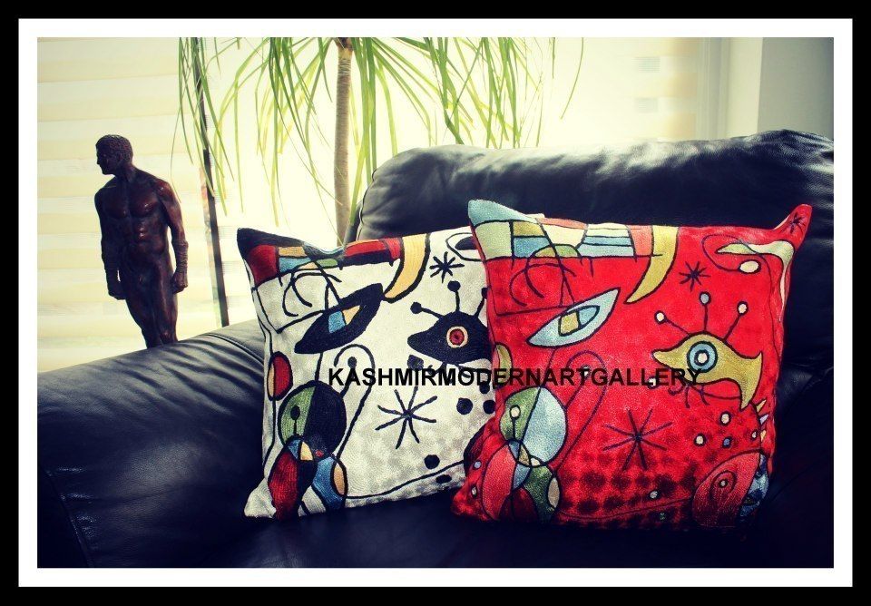 Miro silk throw pillows kashmir modernart gallery Living room