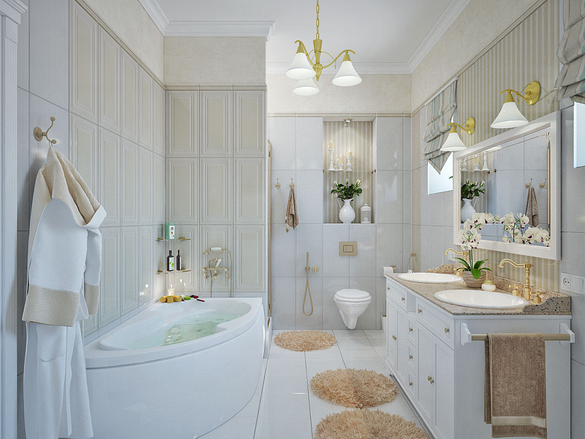 Ванная комната с орхидеями, Студия дизайна ROMANIUK DESIGN Студия дизайна ROMANIUK DESIGN Modern bathroom