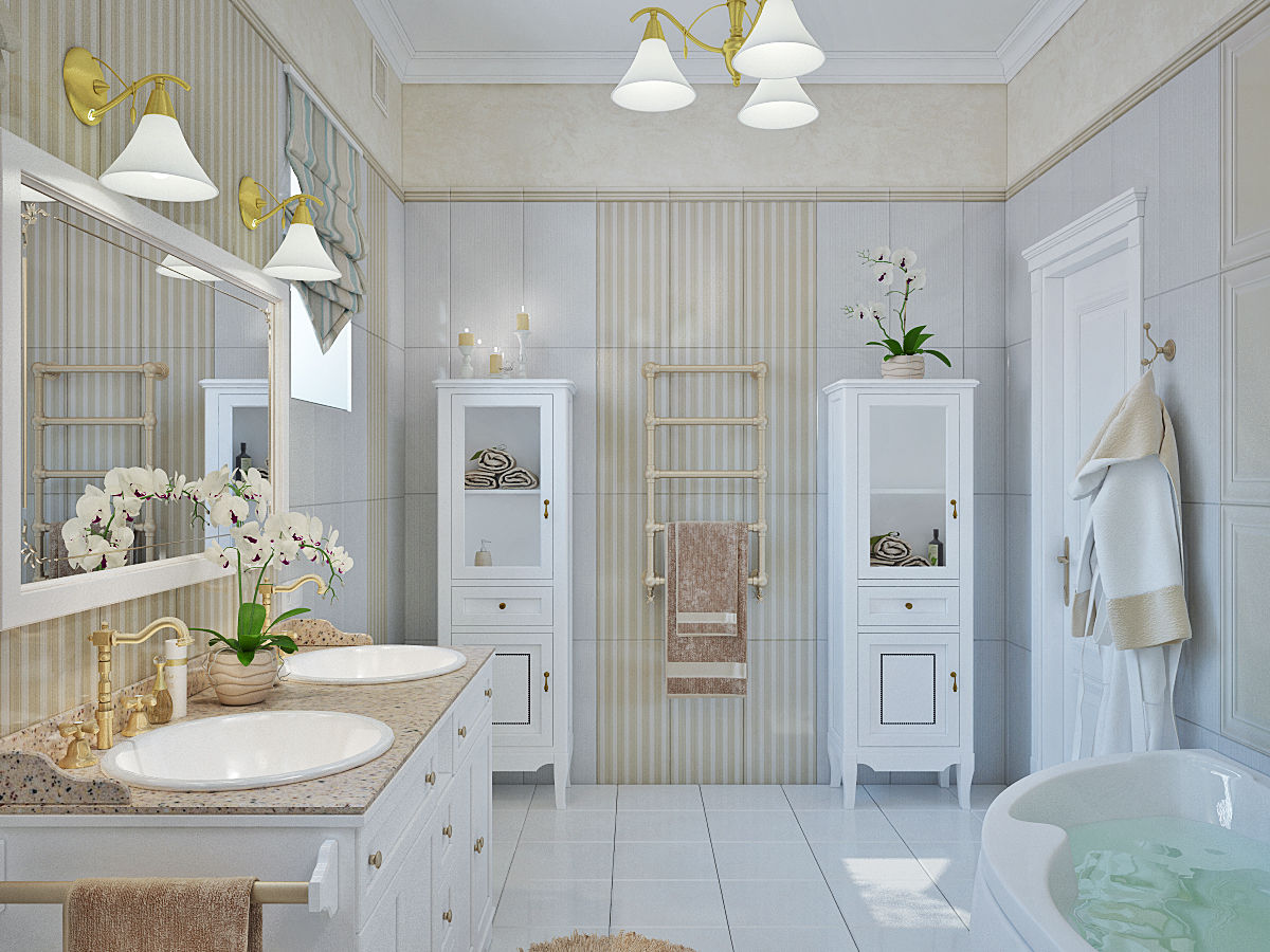 Ванная комната с орхидеями, Студия дизайна ROMANIUK DESIGN Студия дизайна ROMANIUK DESIGN حمام