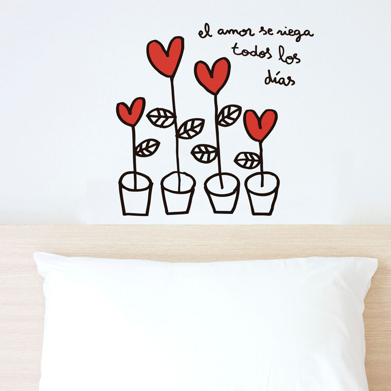 Vinilo decorativo Amor en macetas Chispum Paredes y pisos de estilo minimalista Decoración para la pared