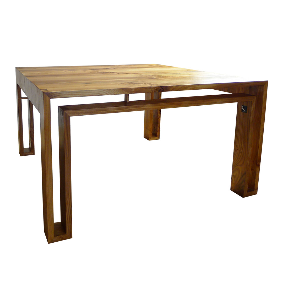 Vierkante iepenhouten tafel. , wilfred kalf wilfred kalf Comedores de estilo moderno Mesas