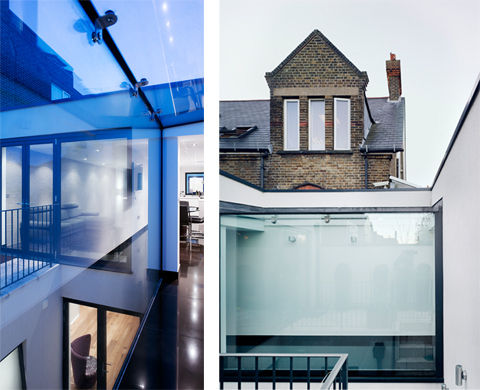 Hertford Road - exterior and interior glass walkway Syte Architects Moderne ramen & deuren