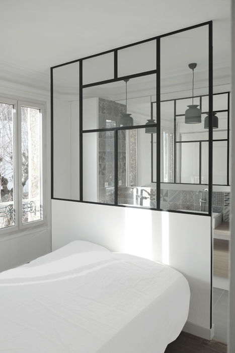 SDB Parents - Yeme +Saunier / Maison Colombes homify Chambre minimaliste Meubles,Propriété,Ébénisterie,Immeuble,Rectangle,Fenêtre,Ombre,Bois,Extérieur automobile,Propriété matérielle