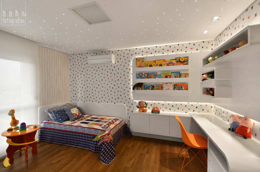 Dormitório Menino 3 anos - Prático e Durável, Carolina Burin & Arquitetos Associados Carolina Burin & Arquitetos Associados Modern nursery/kids room