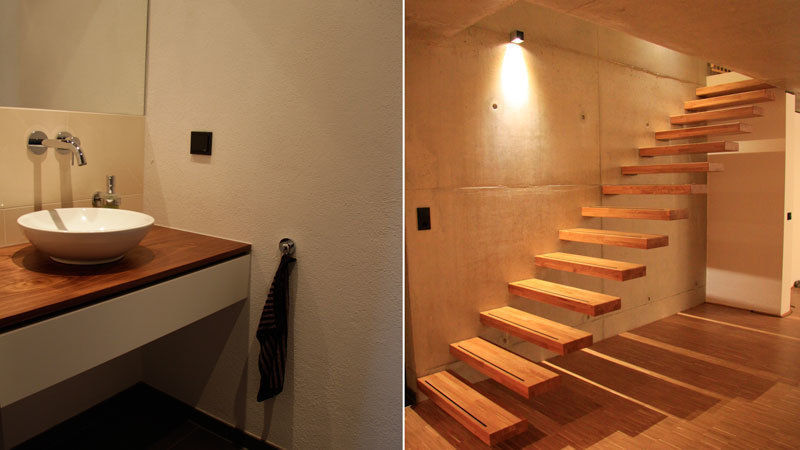 Ensemble von drei Einfamilienhäusern, Scholz&Fuchs Architekten Scholz&Fuchs Architekten Modern corridor, hallway & stairs