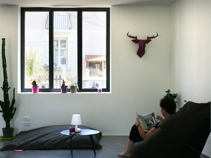 RÉNOVATION 80, PIERRE BRIAND ARCHITECTE PIERRE BRIAND ARCHITECTE Minimalist living room