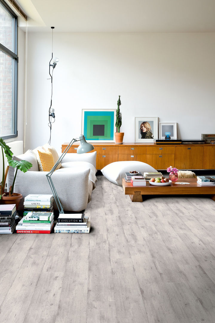 Concrete Wood Light Grey Quick-Step Paredes y suelos de estilo industrial Revestimientos de paredes y suelos