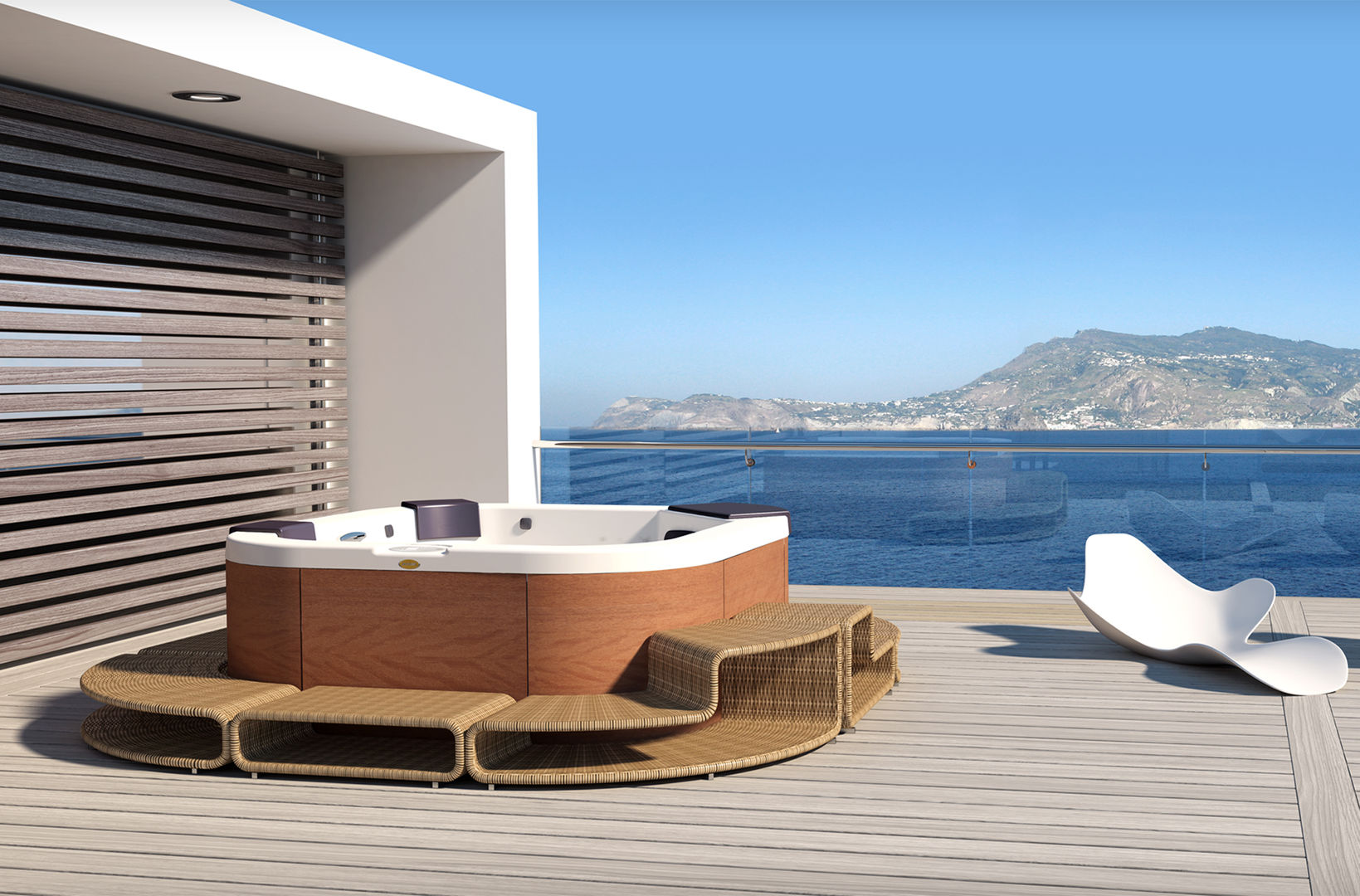 Maxi Spa Santorini PRO with surround designed for Jacuzzi DNA |design by Kaluderovic & Condini| Spa moderna Accessori per Piscina & Spa