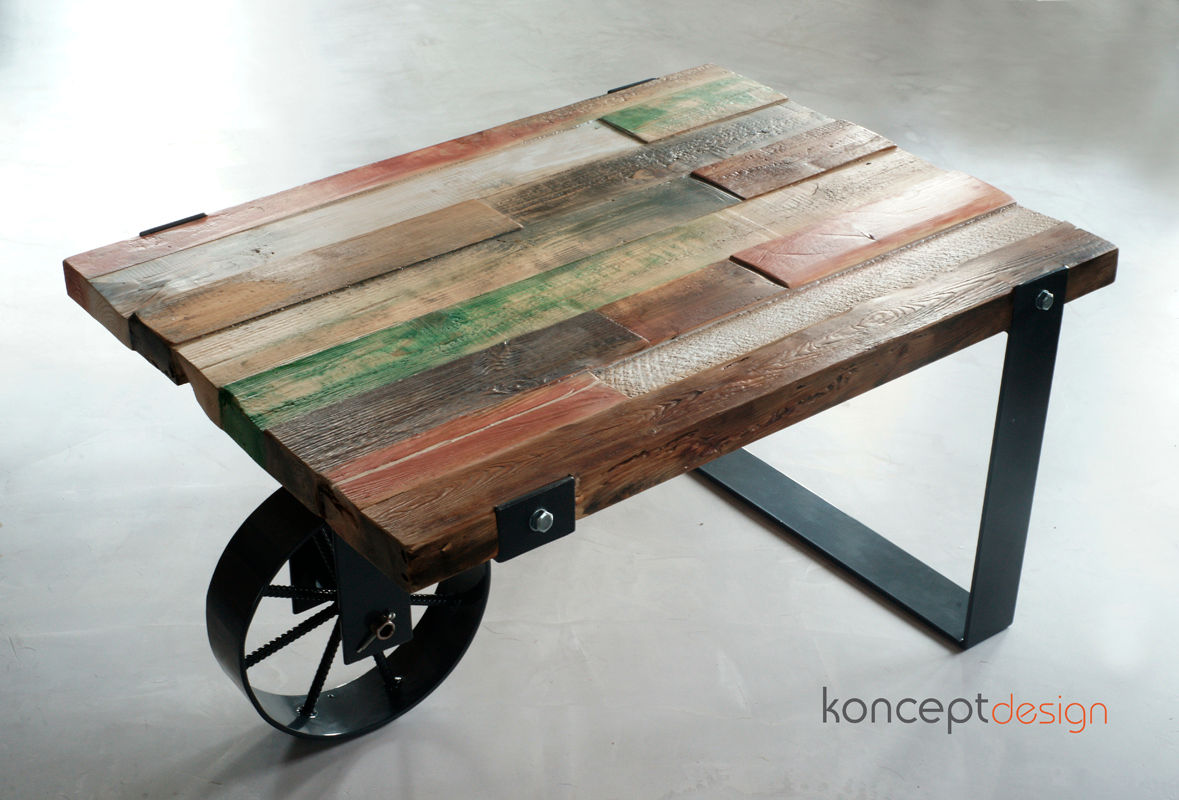 Stół „Taczka”, Konceptdesign Konceptdesign Ruang Keluarga Gaya Industrial Side tables & trays