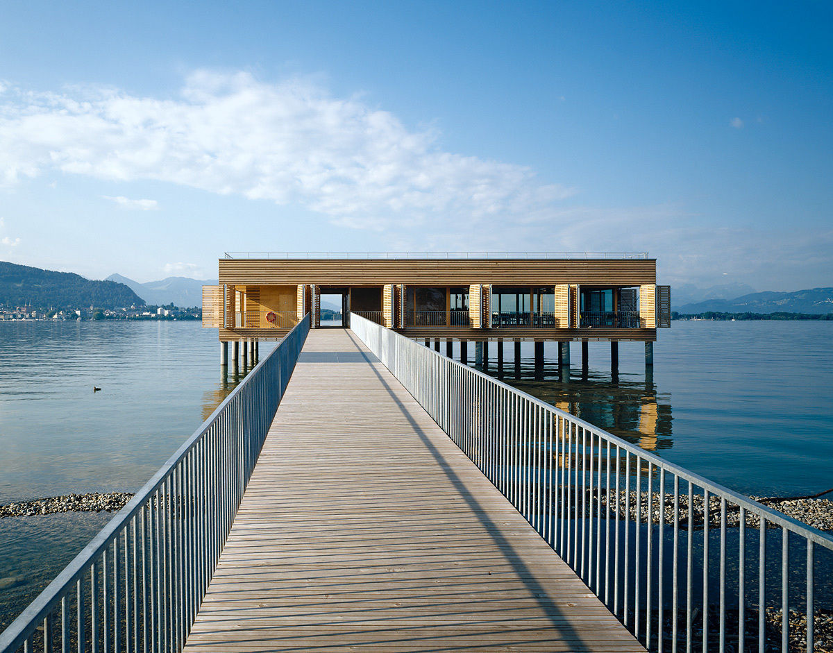 Badehaus am Kaiserstrand, Lochau-Bregenz, Lang + Schwärzler Architekturbüro Lang + Schwärzler Architekturbüro Commercial spaces Gastronomy