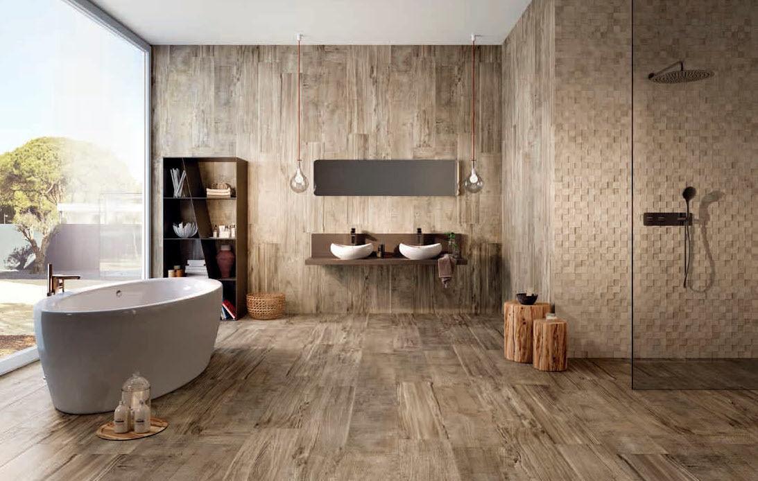 Roca Yellowstone Badkamer & Tegels magazine Aziatische badkamers Gebouw,Hout,Bad,Comfort,kasten,Interieur ontwerp,Vloeren,Hal,Vloer,Grijs