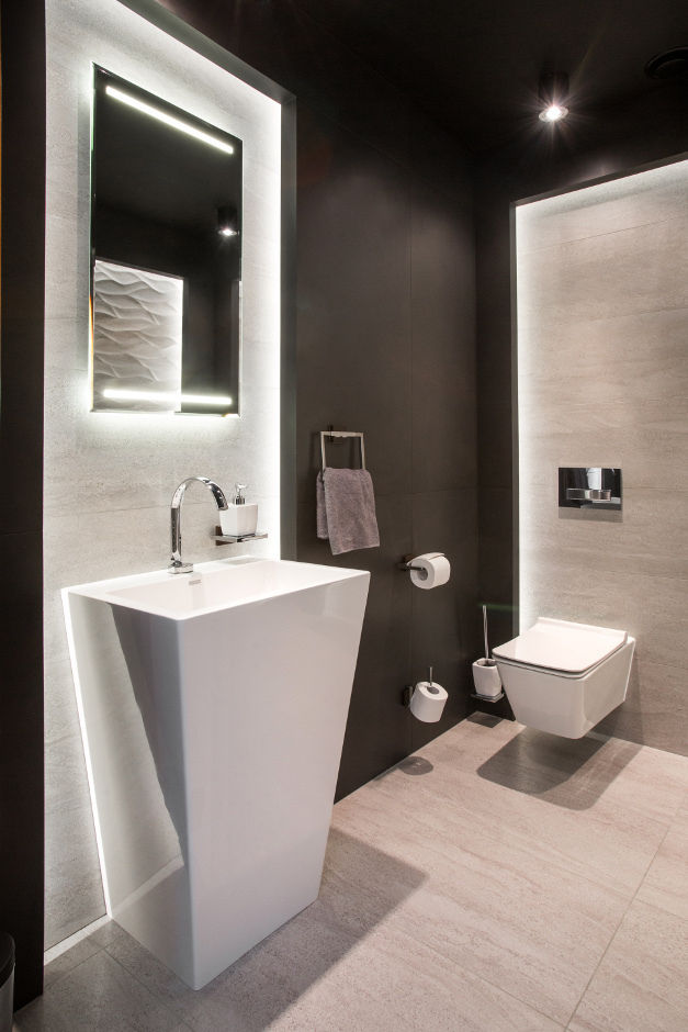 Toaleta Viva Design - projektowanie wnętrz Nowoczesna łazienka