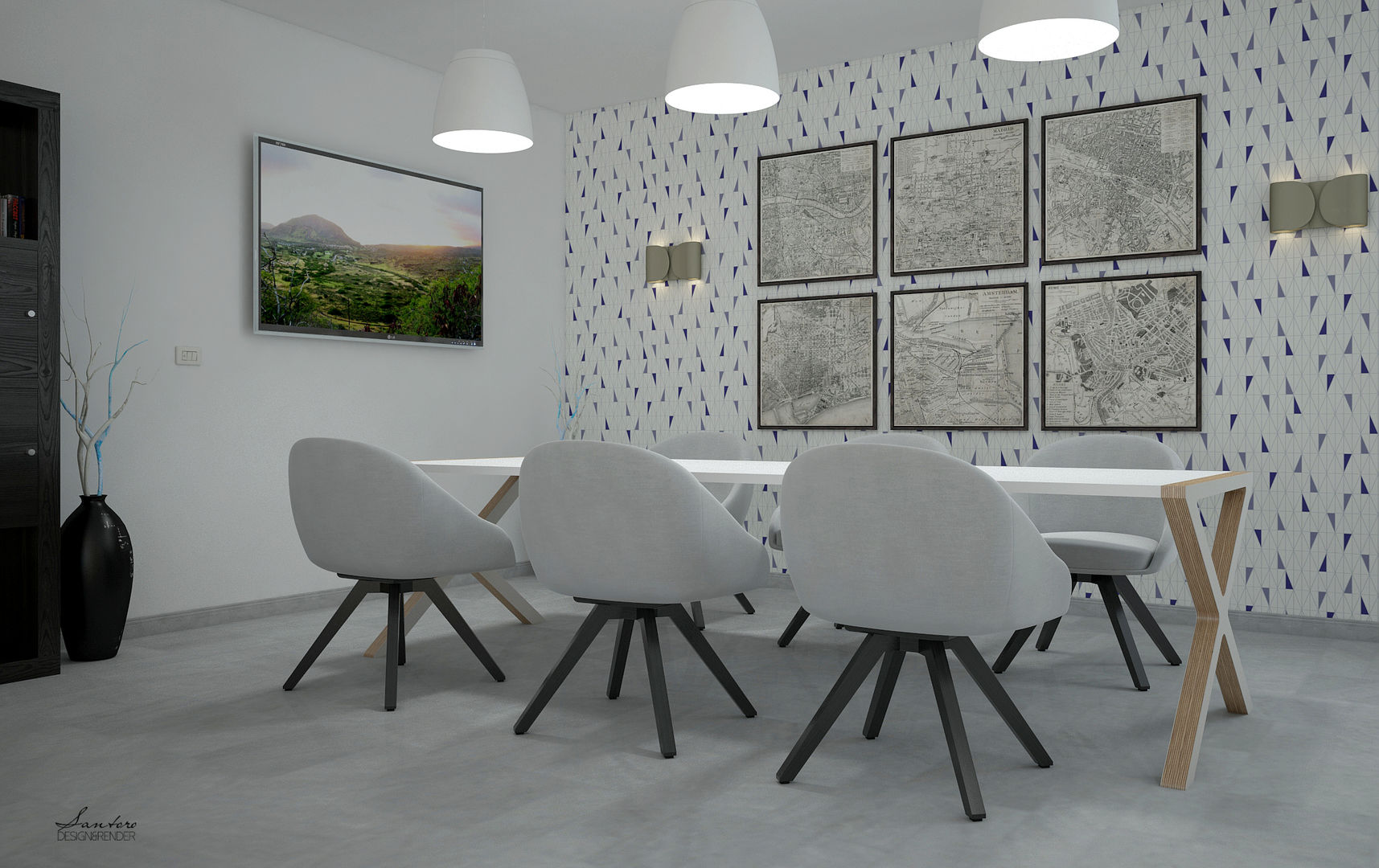 Particolare tavolo riunione - render Santoro Design Render Studio moderno