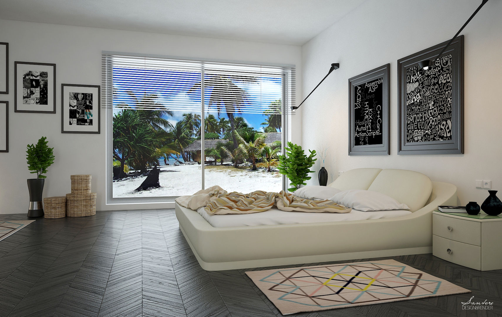 Render bedroom hotel “isole Mauritius” , Santoro Design Render Santoro Design Render Commercial spaces Hotels