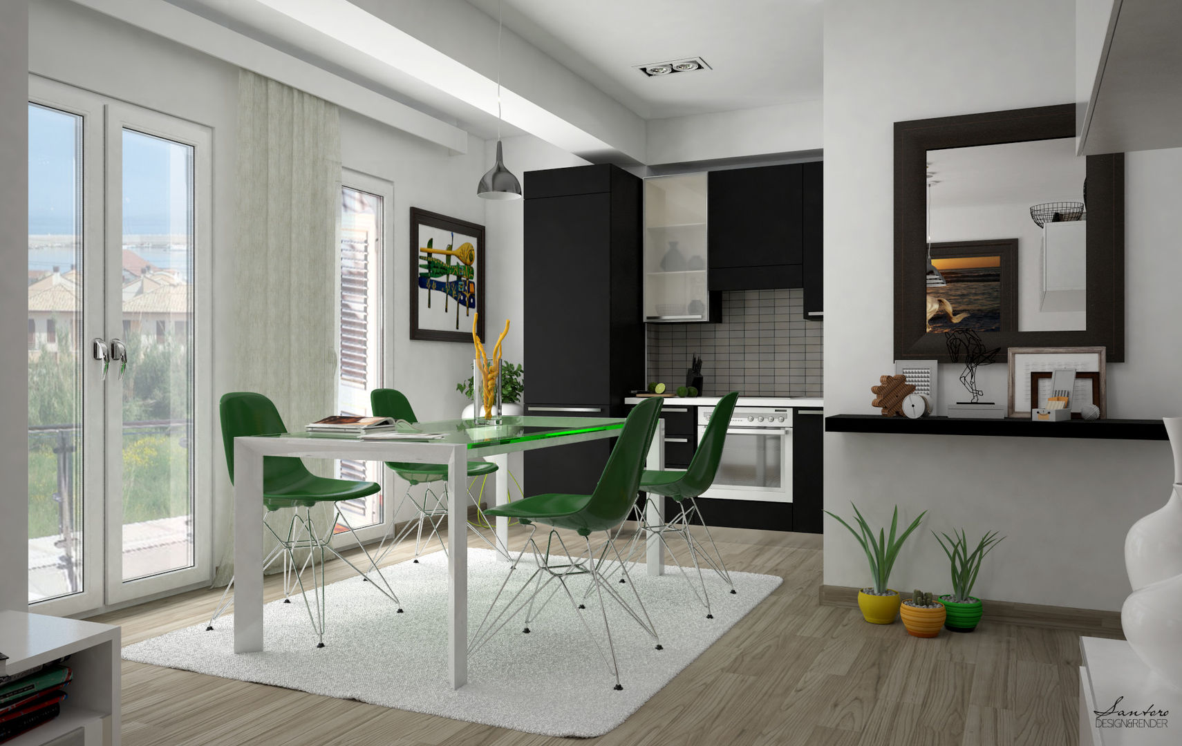 Design & Render livingroom – arredamento S.Agata Militello (ME) , Santoro Design Render Santoro Design Render Moderne keukens