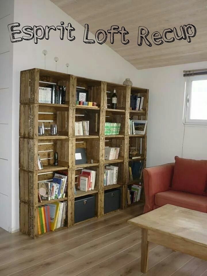 Bibliotheques caisse a pomme, Esprit loft recup Esprit loft recup غرفة المعيشة Accessories & decoration