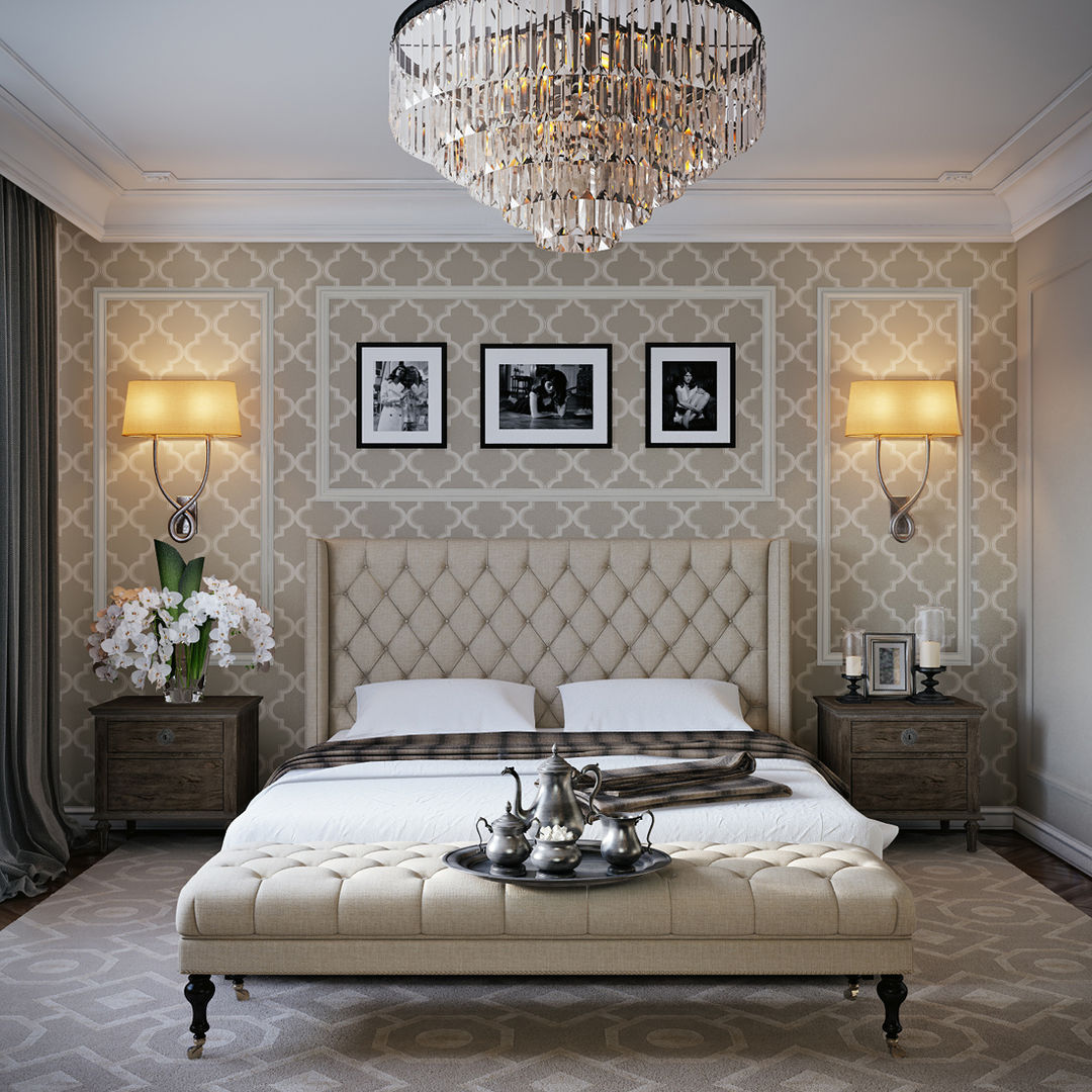 Кухня-гостиная и спальня квартиры в ЖК "Александрия", Санкт-Петербург., Lumier3Design Lumier3Design Classic style bedroom