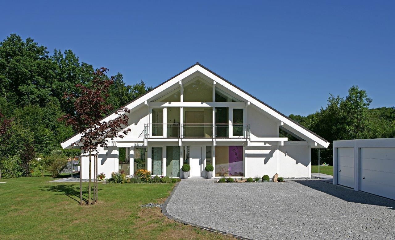 A dream come true: the perfect house for a waterlily pond – swimming pool! DAVINCI HAUS GmbH & Co. KG Modern houses