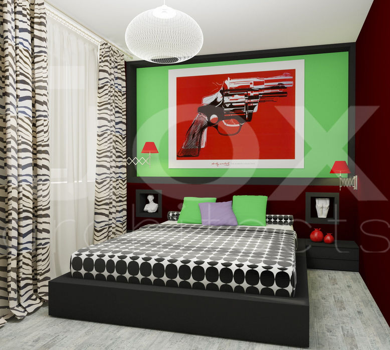 Квартира "POPart&cocaCOla", ЙОХ architects ЙОХ architects Eclectic style bedroom