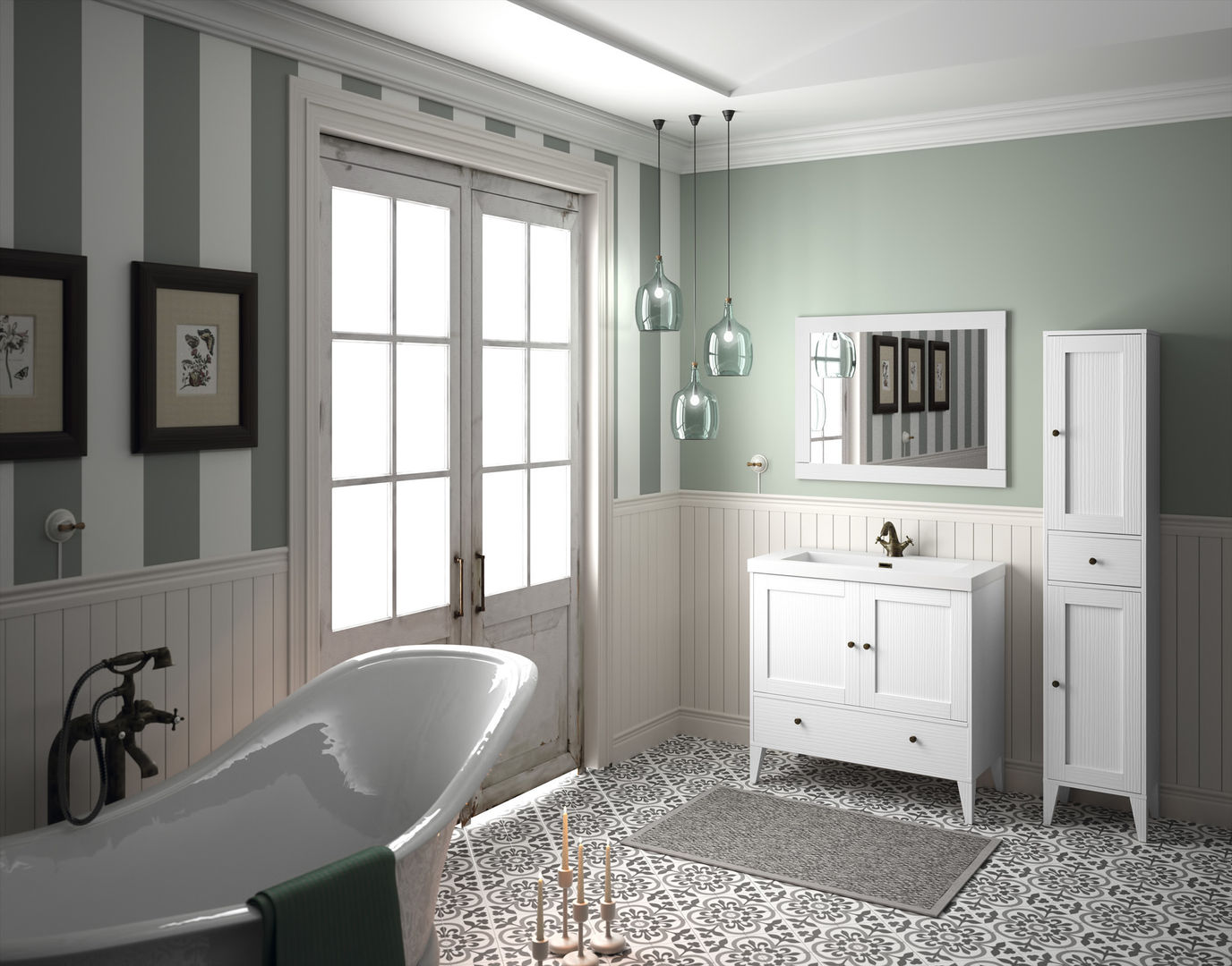 Mueble Boheme Blanco Vintage Cuartodebaño.com Baños de estilo rústico Almacenamiento