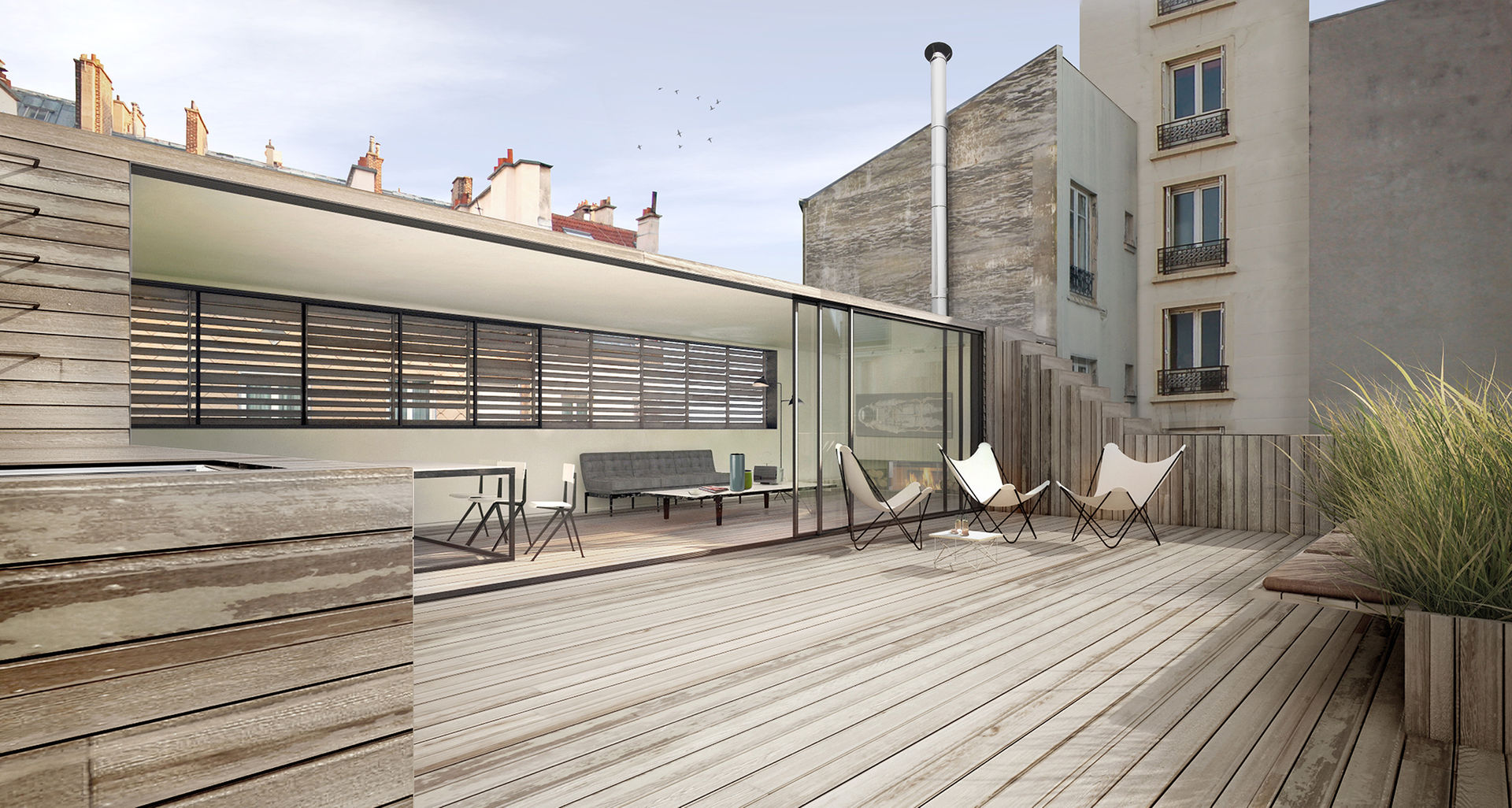 61 RUE DE DUNKERQUE, Franklin Azzi Architecture Franklin Azzi Architecture Modern Balkon, Veranda & Teras