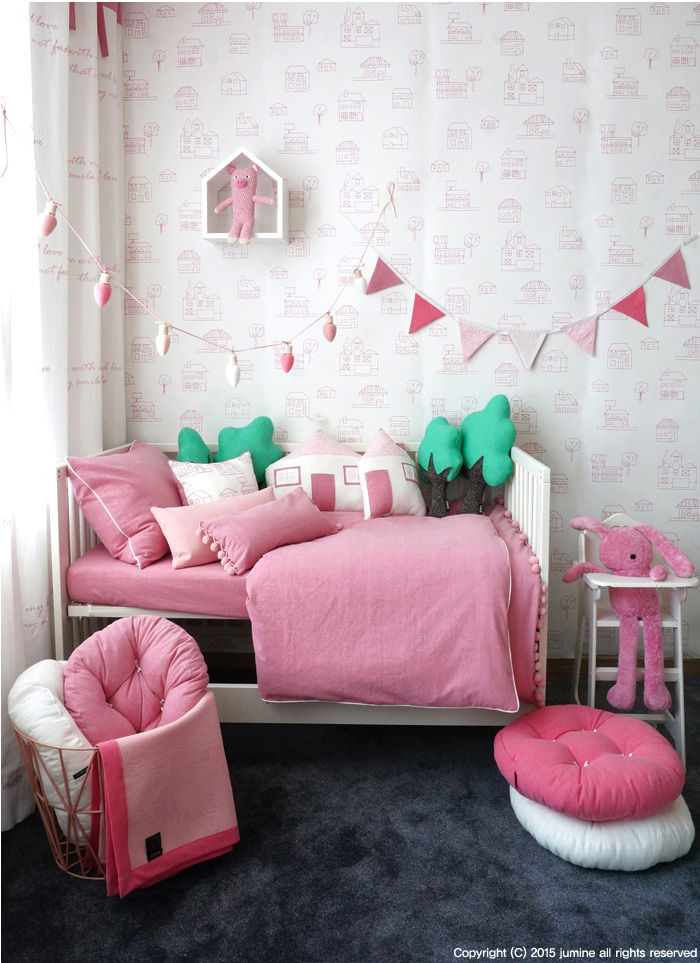 WOORI ZIP BEDDING (PINK) jumine 러스틱스타일 아이방