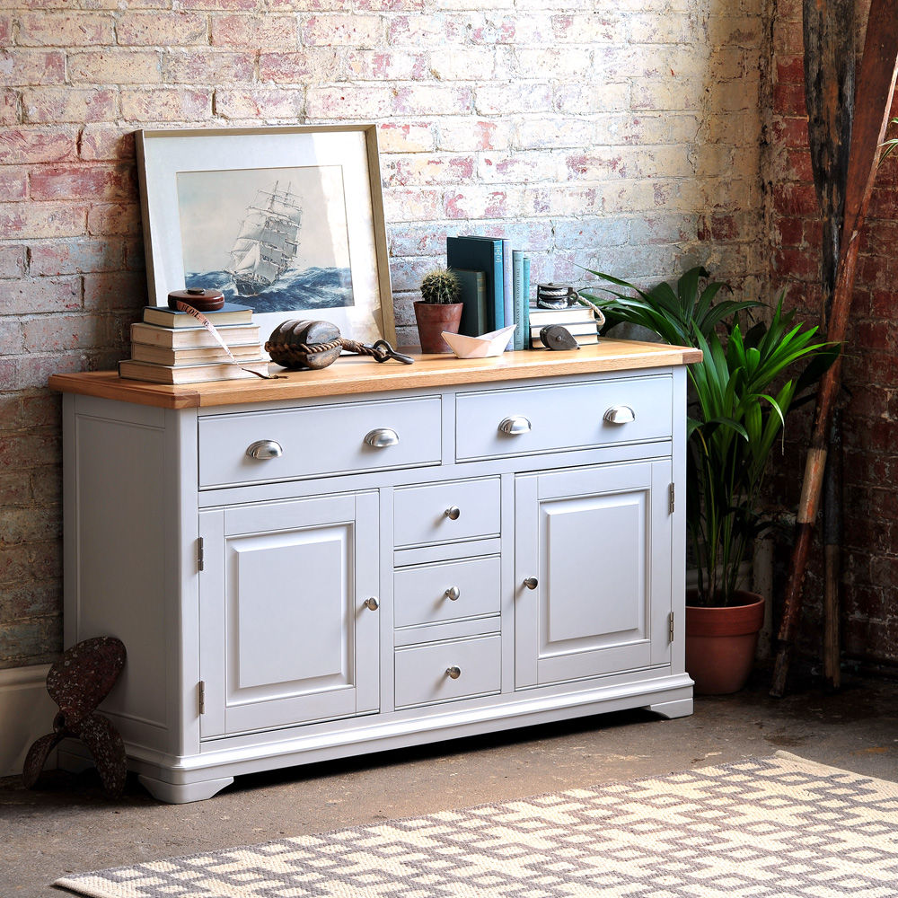 Boston Light Grey Large Sideboard The Cotswold Company Ruang Makan Gaya Country Dressers & sideboards